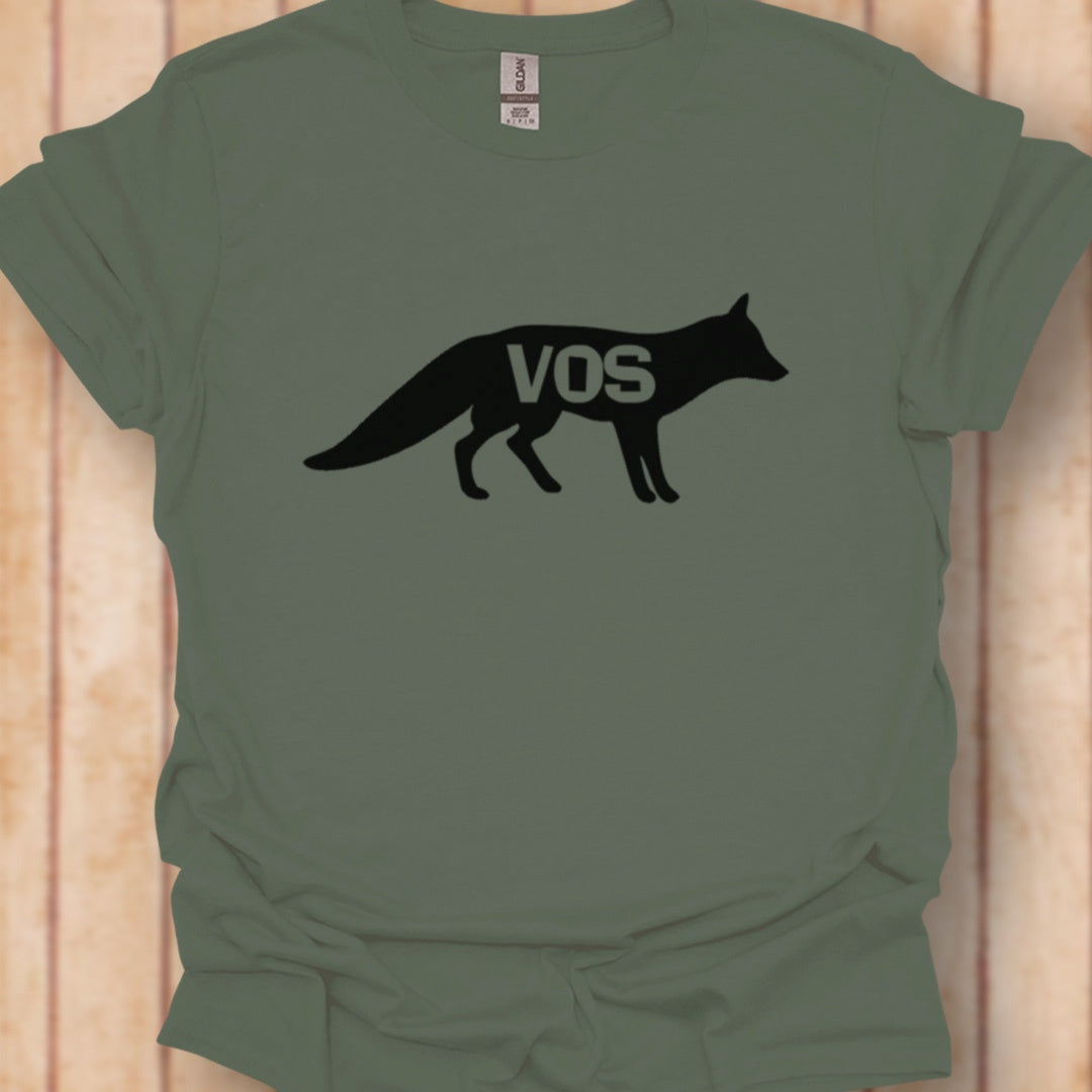 Renard silhouette noire avec texte T-shirt intemporel