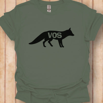 Renard silhouette noire avec texte T-shirt intemporel