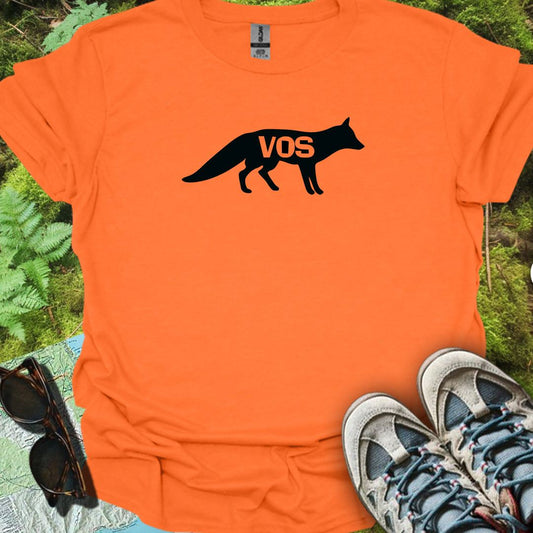 Renard silhouette noire avec texte T-shirt tendance