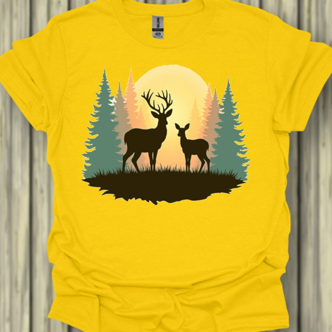 Moeder hert en kalf trendy T-shirt