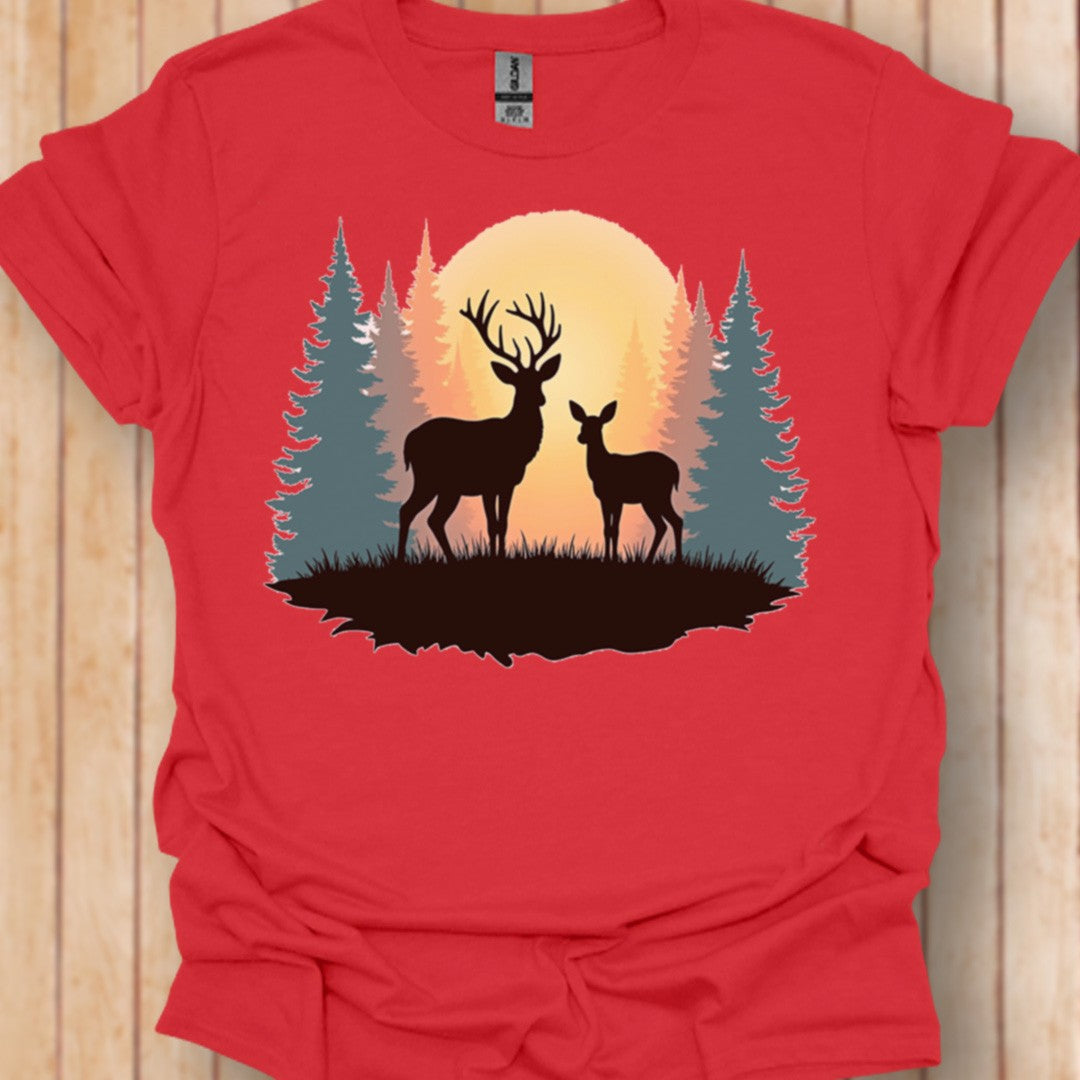Moeder hert en kalf trendy T-shirt