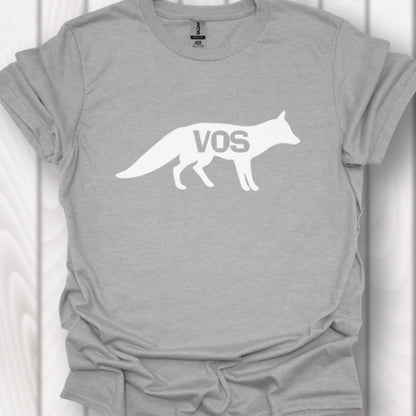 Renard silhouette blanche avec texte T-shirt intemporel 