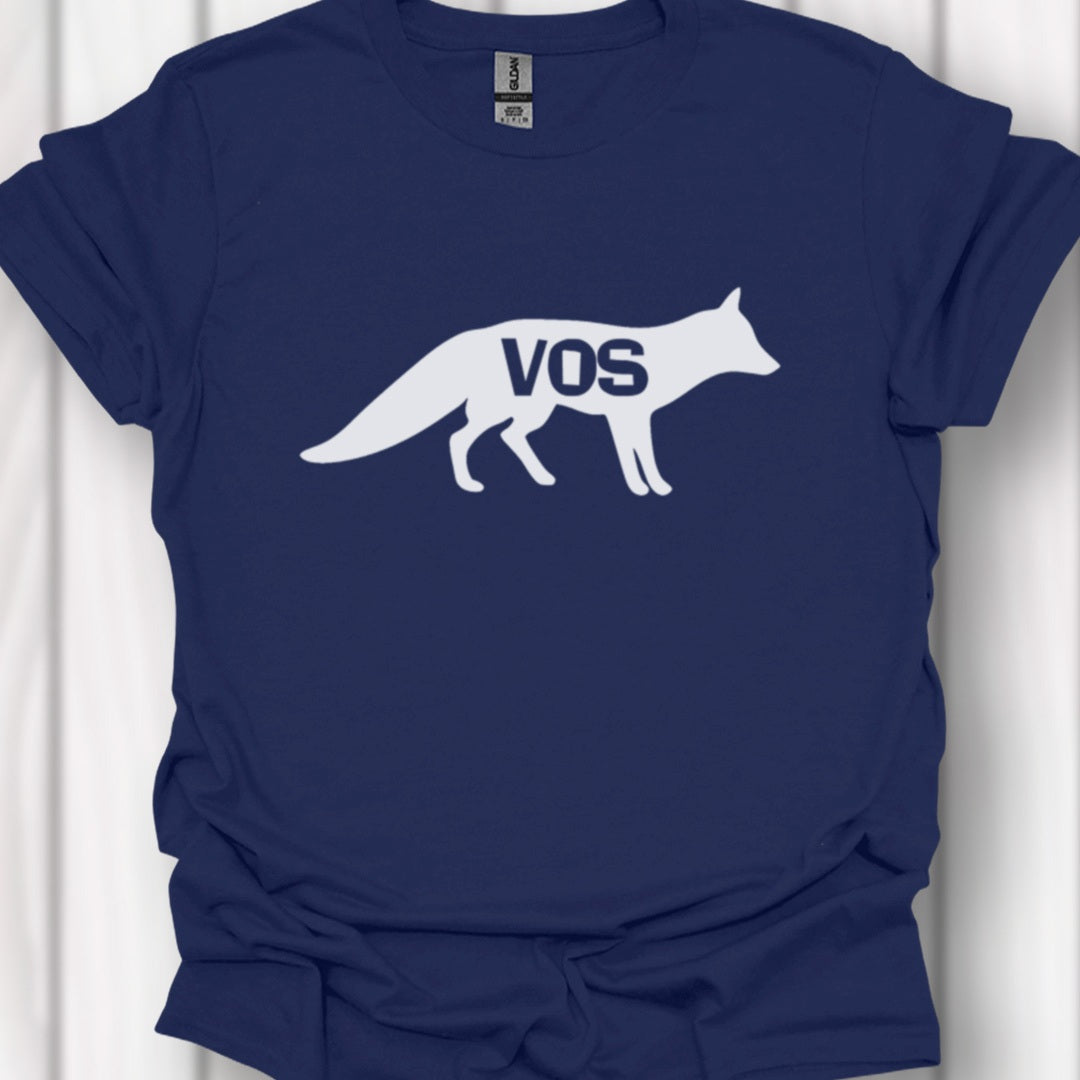 Renard silhouette blanche avec texte T-shirt intemporel 