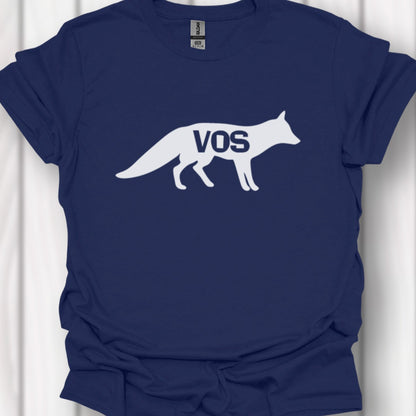 Renard silhouette blanche avec texte T-shirt intemporel 