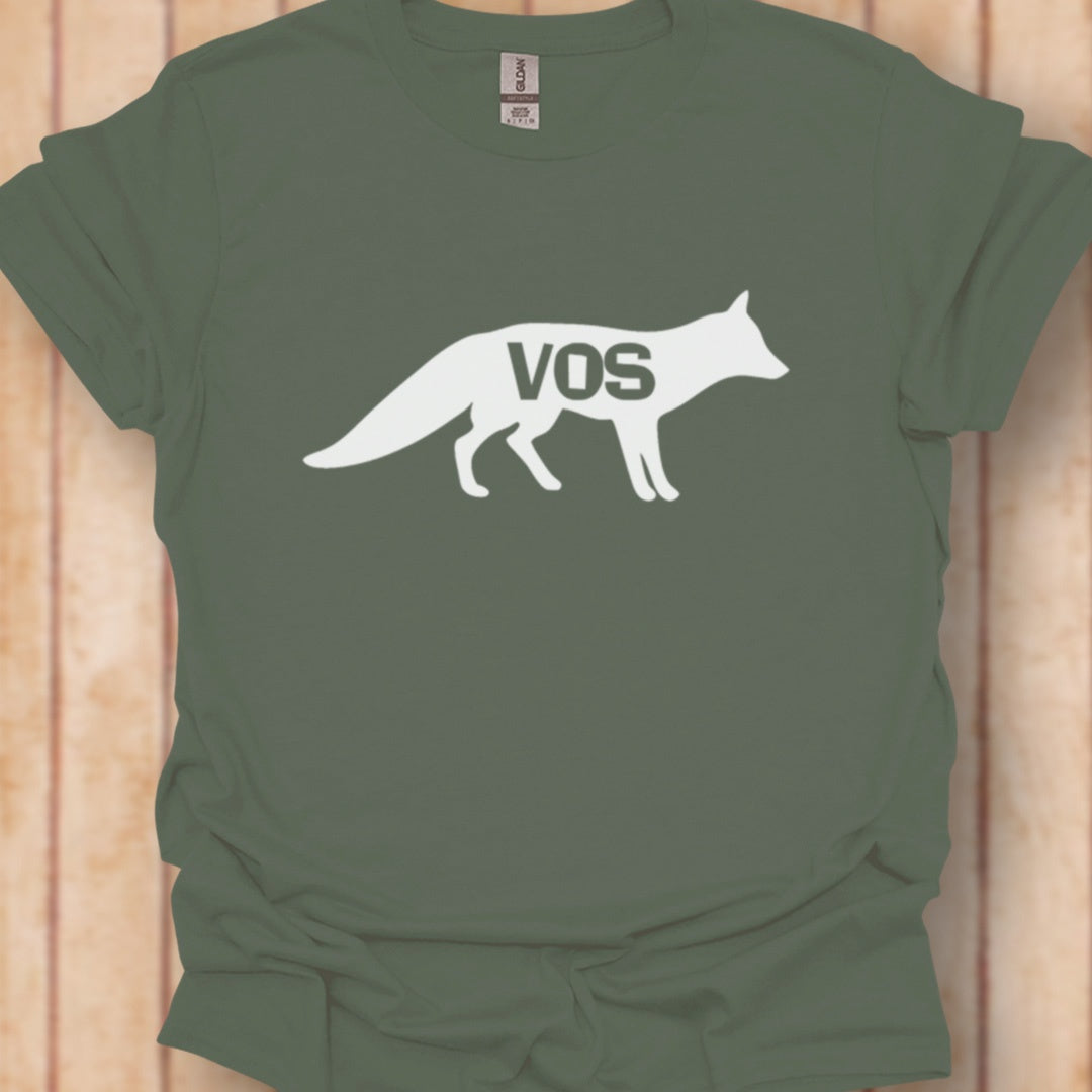 Renard silhouette blanche avec texte T-shirt intemporel 