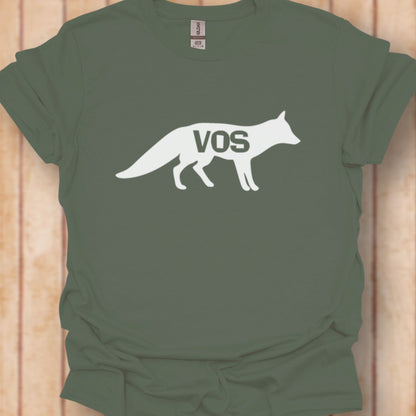 Renard silhouette blanche avec texte T-shirt intemporel 