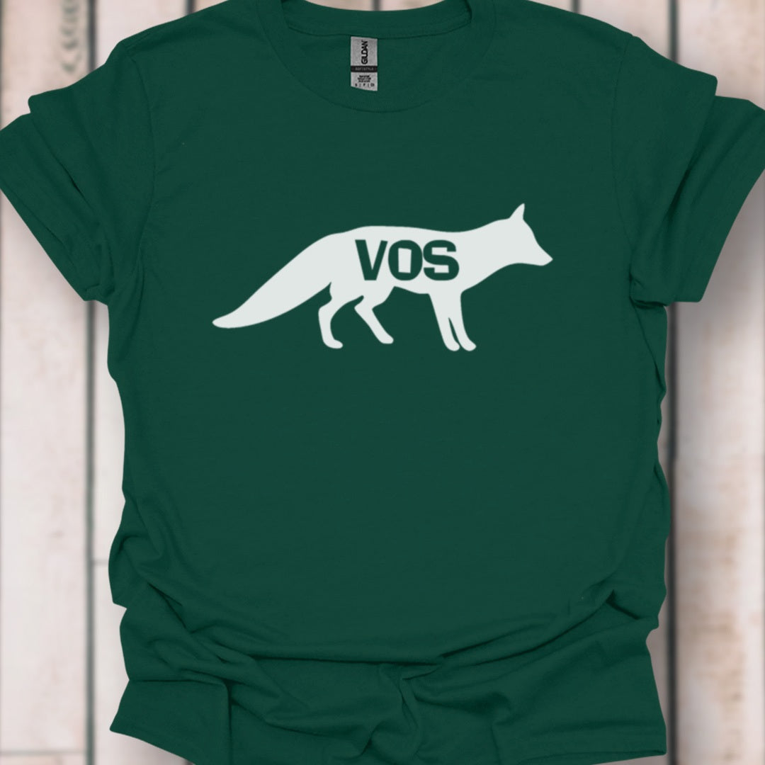 Renard silhouette blanche avec texte T-shirt intemporel 