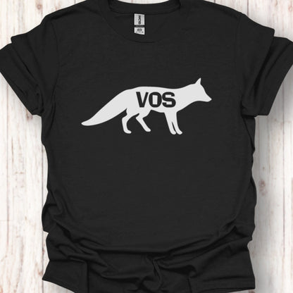 Renard silhouette blanche avec texte T-shirt intemporel 