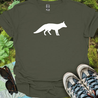 Renard silhouette blanche T-shirt intemporel 