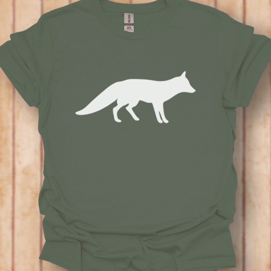 Renard silhouette blanche T-shirt intemporel 