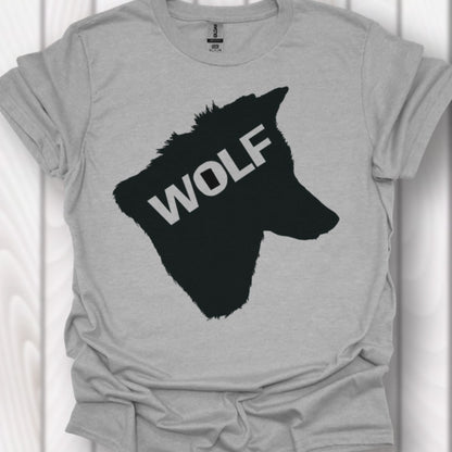 Wolf head silhouette with text black timeless T-shirt
