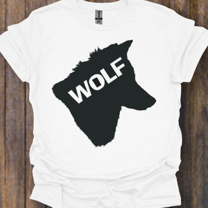 Wolf head silhouette with text black timeless T-shirt