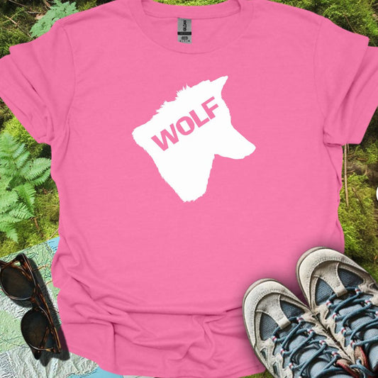 Tête de loup silhouette blanche avec texte T-shirt tendance 
