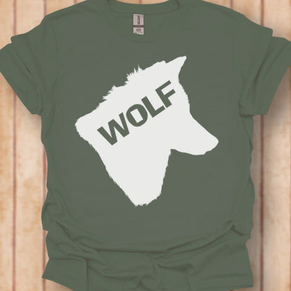 Wolf head silhouette with text white timeless T-shirt
