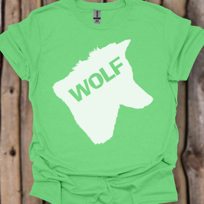 Wolf head silhouette with text white trendy T-shirt