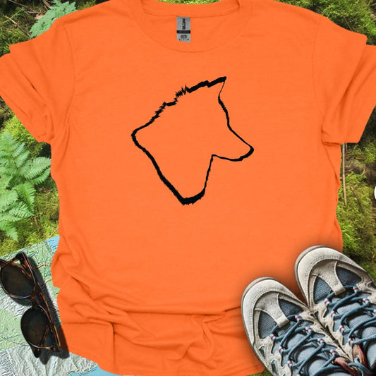 Tête de loup contour noir T-shirt tendance 