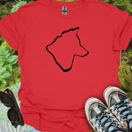 Tête de loup contour noir T-shirt tendance 