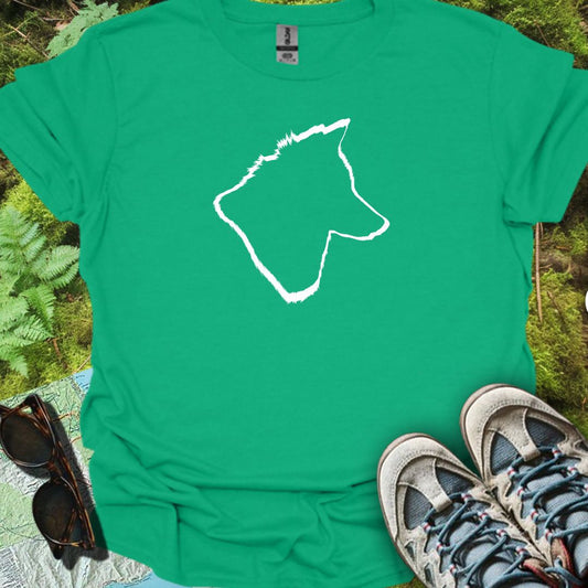 Tête de loup contour blanc T-shirt tendance 