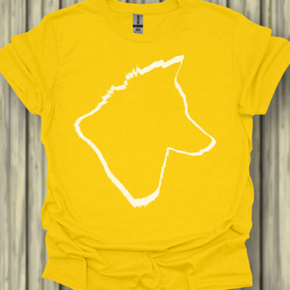 Wolf head outline white trendy T-shirt