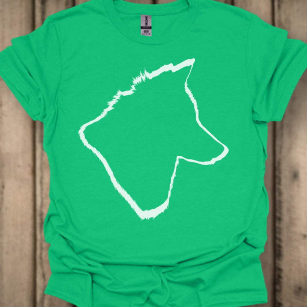 Wolf head outline white trendy T-shirt