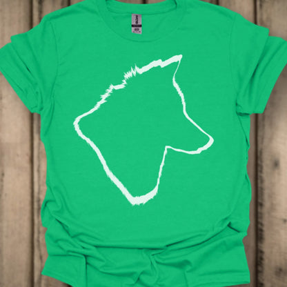 Wolf head outline white trendy T-shirt