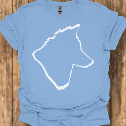 Wolf head outline white trendy T-shirt
