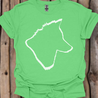 Wolf head outline white trendy T-shirt
