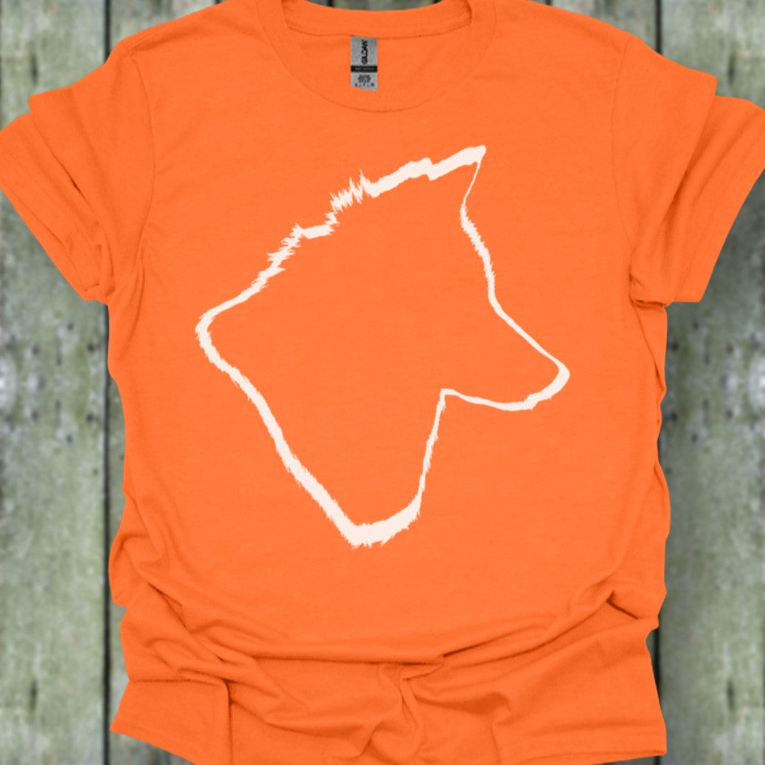 Wolf head outline white trendy T-shirt