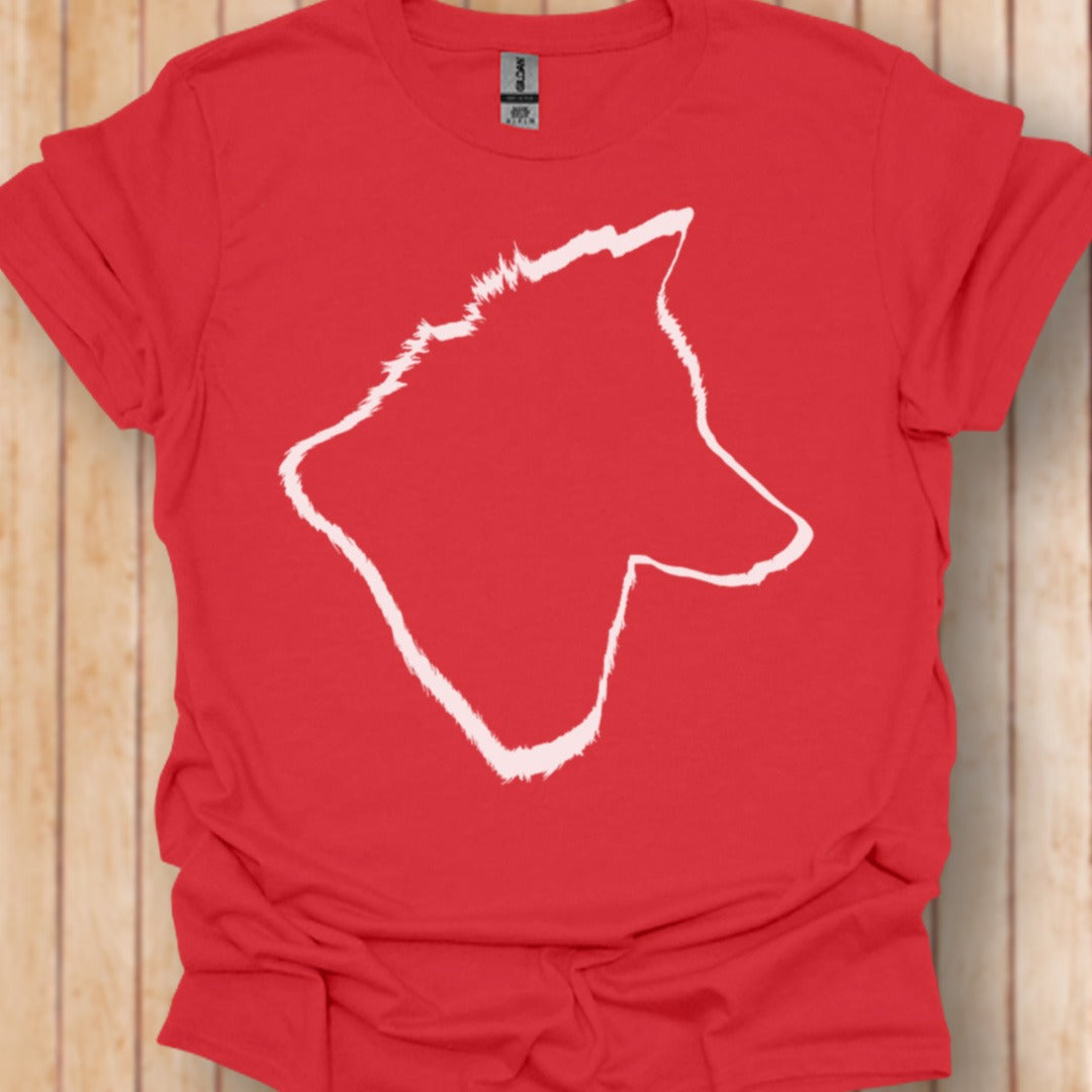 Wolf head outline white trendy T-shirt