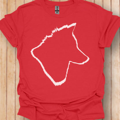 Wolf head outline white trendy T-shirt