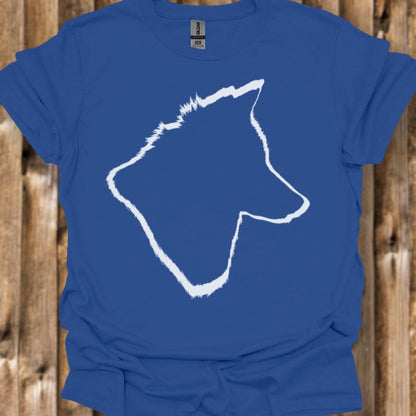 Wolf head outline white trendy T-shirt