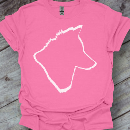 Wolf head outline white trendy T-shirt