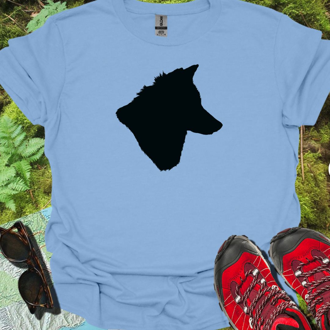 Wolf kop silhouet zwart trendy T-shirt
