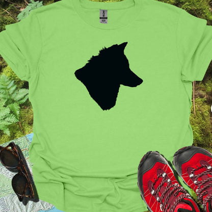 Wolf kop silhouet zwart trendy T-shirt
