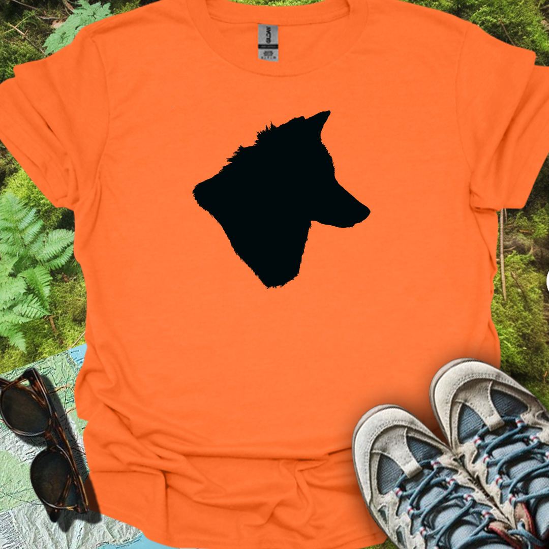 Wolf kop silhouet zwart trendy T-shirt