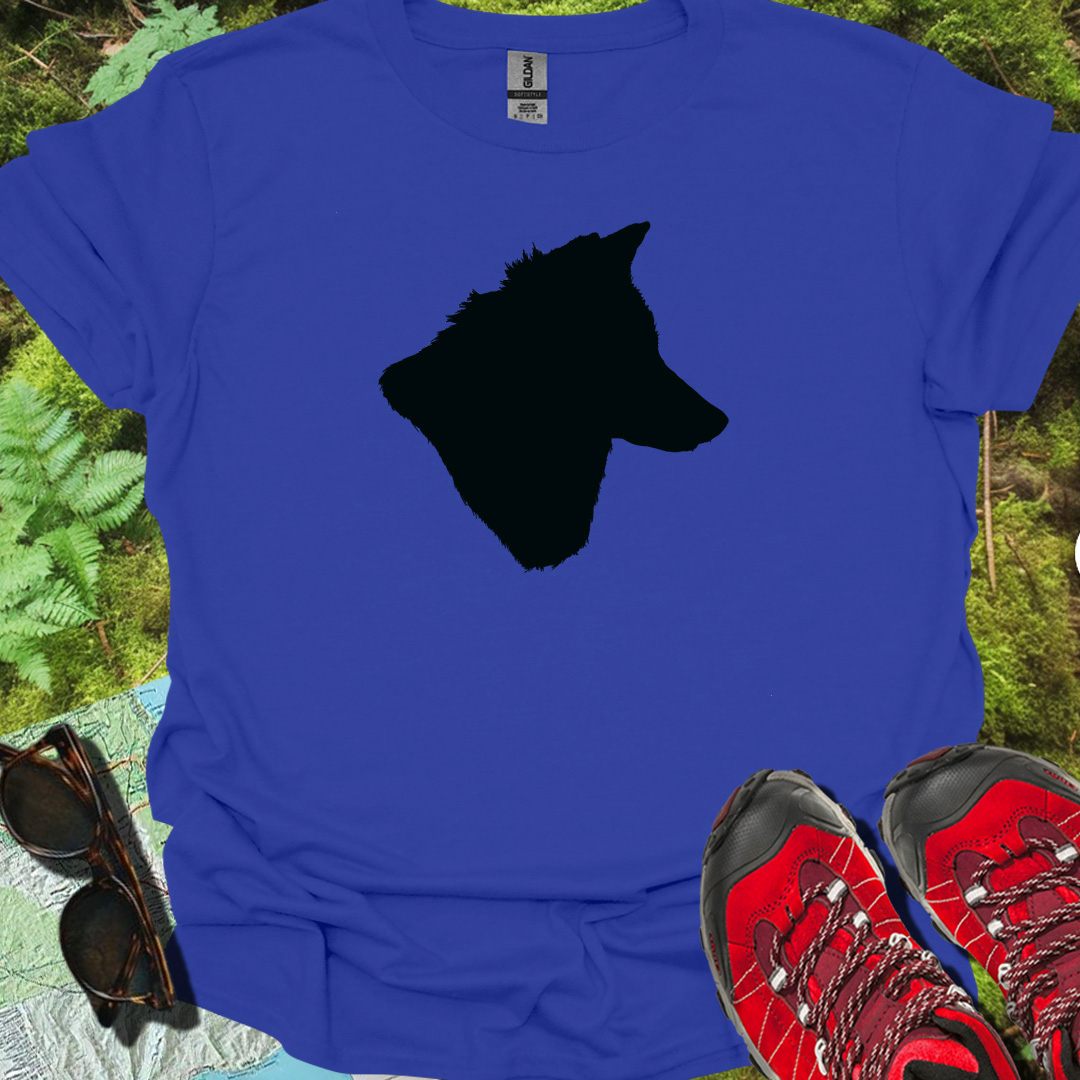 Wolf kop silhouet zwart trendy T-shirt