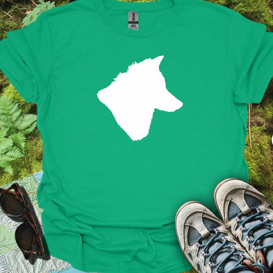 Tête de loup silhouette blanche T-shirt tendance 