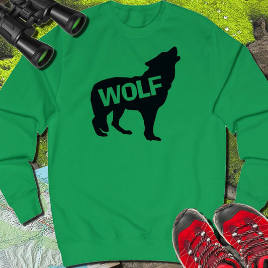 Loup debout silhouette avec texte noir sweat