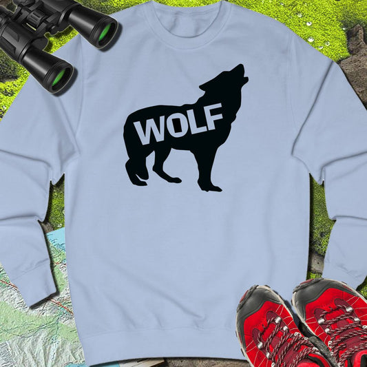 Loup debout silhouette avec texte noir sweat