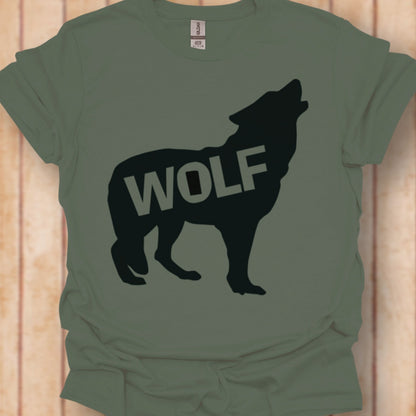 Standing wolf silhouette with text black timeless T-shirt