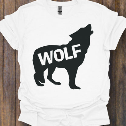Standing wolf silhouette with text black timeless T-shirt