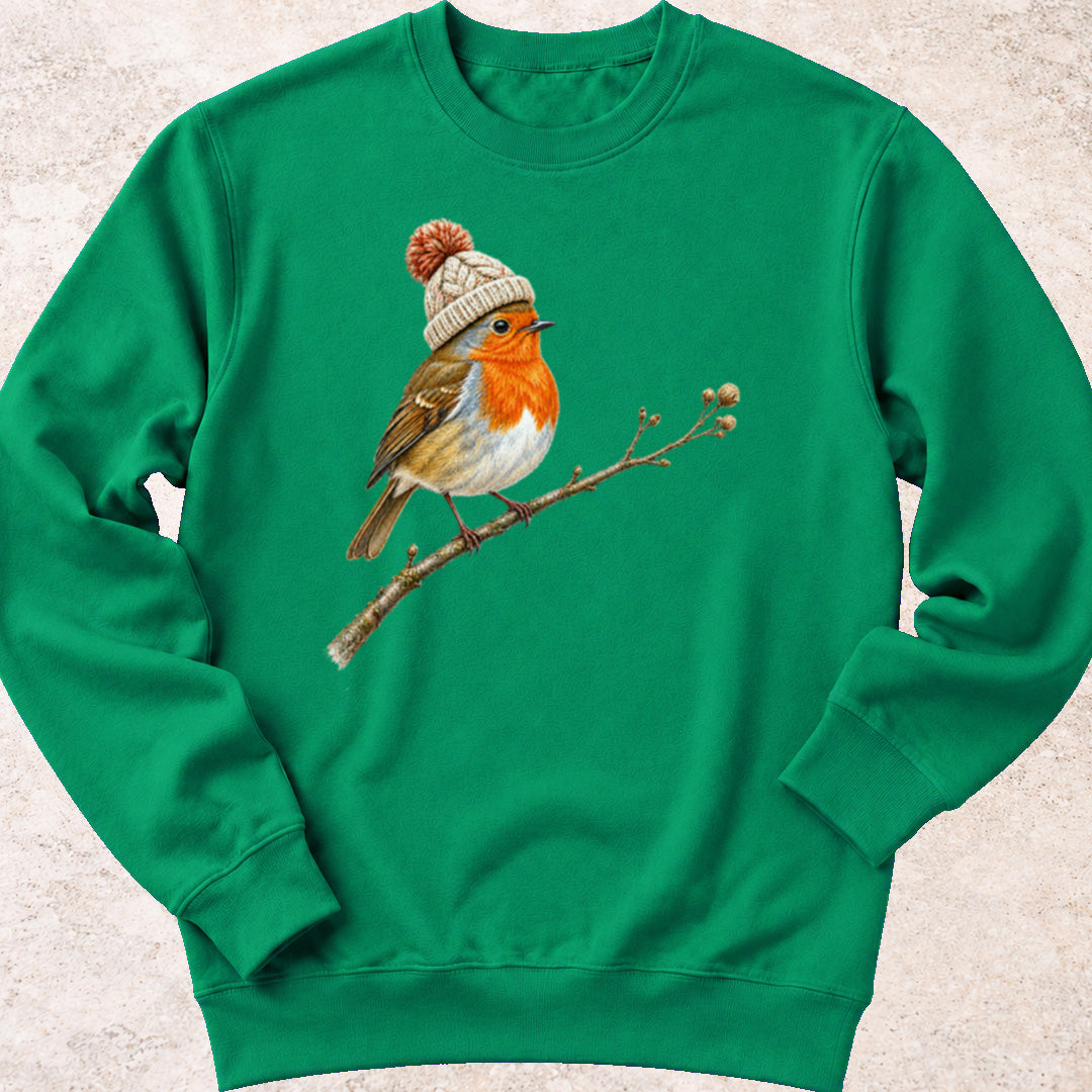 Roodborstje met mutsje Sweatshirt