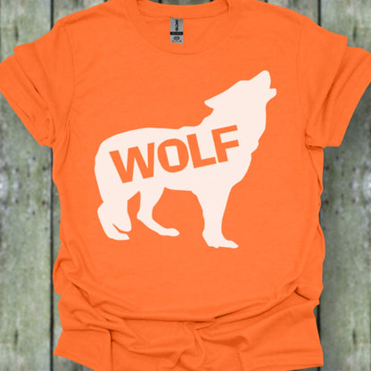 Standing wolf silhouette with text white trendy T-shirt
