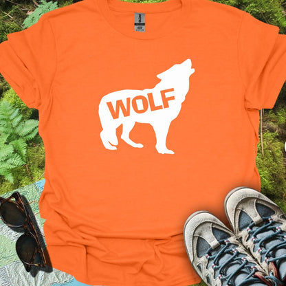 Wolf staand silhouet met tekst wit trendy T-shirt