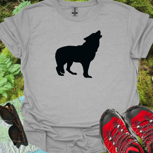 Loup debout silhouette noire T-shirt intemporel 