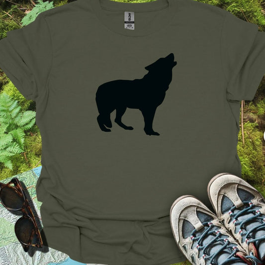 Loup debout silhouette noire T-shirt intemporel 