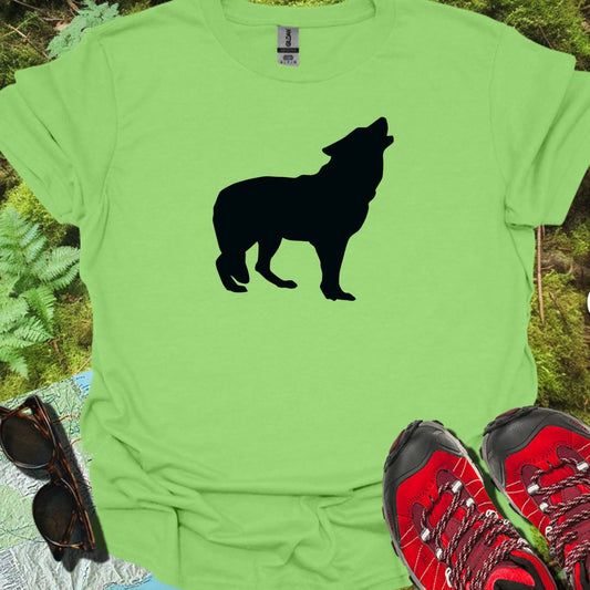 Loup debout silhouette noire T-shirt tendance
