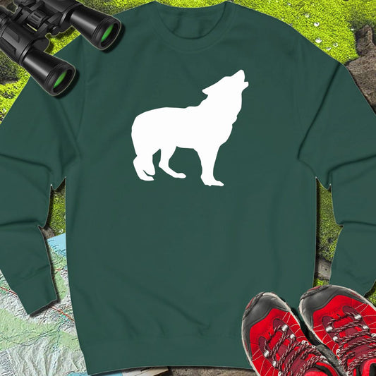 Loup debout silhouette blanche sweat