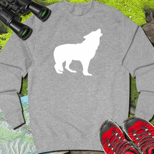 Loup debout silhouette blanche sweat