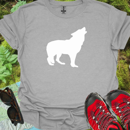 Loup debout silhouette blanche T-shirt intemporel